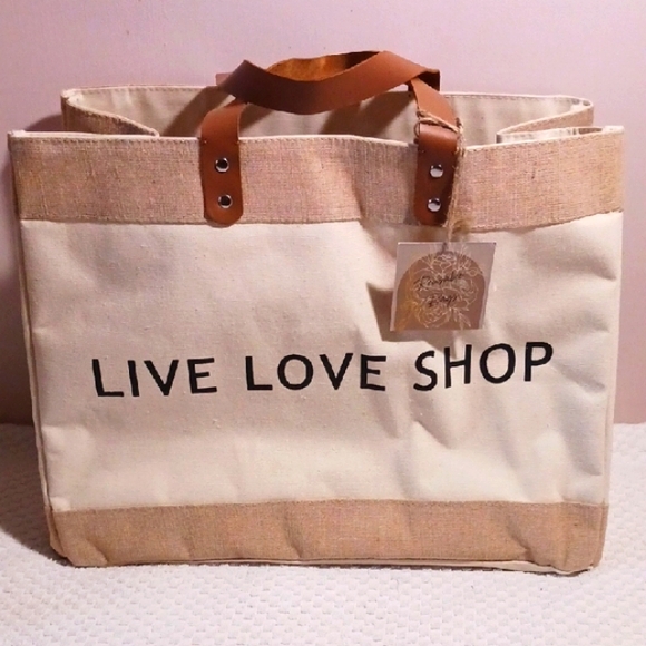 Large Cream Canvas Tote Bag with Leather Handles Multi Compartments - Picture 1 of 11
